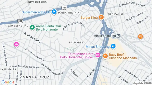 Mapa do bairro Palmares, Belo Horizonte - MG