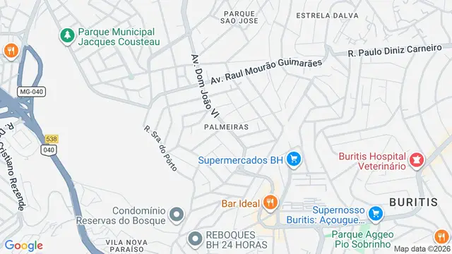 Mapa do bairro Palmeiras, Belo Horizonte - MG