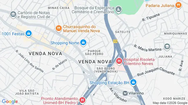 Mapa do bairro Parque São Pedro (Venda Nova), Belo Horizonte - MG