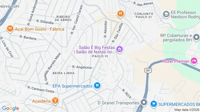 Mapa do bairro Paulo VI, Belo Horizonte - MG