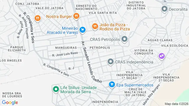 Mapa do bairro Petrópolis, Belo Horizonte - MG