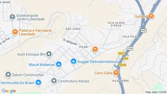 Mapa do bairro Pilar, Belo Horizonte - MG