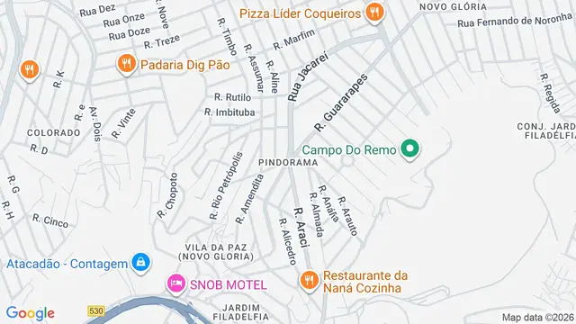 Mapa do bairro Pindorama, Belo Horizonte - MG