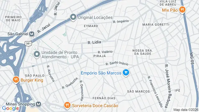 Mapa do bairro Pirajá, Belo Horizonte - MG