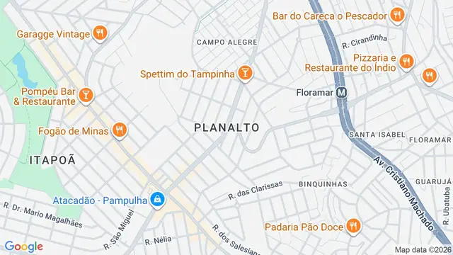Mapa do bairro Planalto, Belo Horizonte - MG