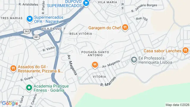 Mapa do bairro Pousada Santo Antonio, Belo Horizonte - MG