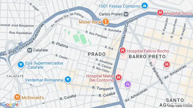 Mapa do bairro Prado, Belo Horizonte - MG