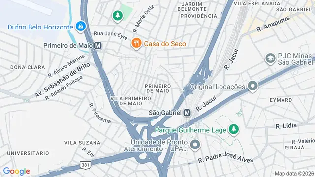 Mapa do bairro Primeiro de Maio, Belo Horizonte - MG