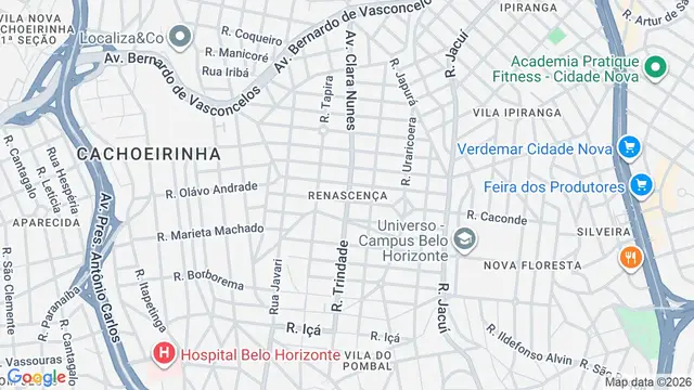 Mapa do bairro Renascença, Belo Horizonte - MG