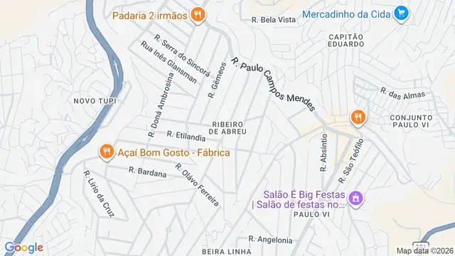 Mapa do bairro Ribeiro de Abreu, Belo Horizonte - MG