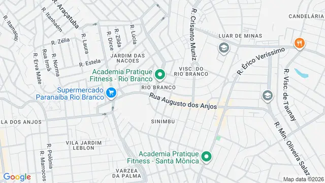 Mapa do bairro Rio Branco, Belo Horizonte - MG