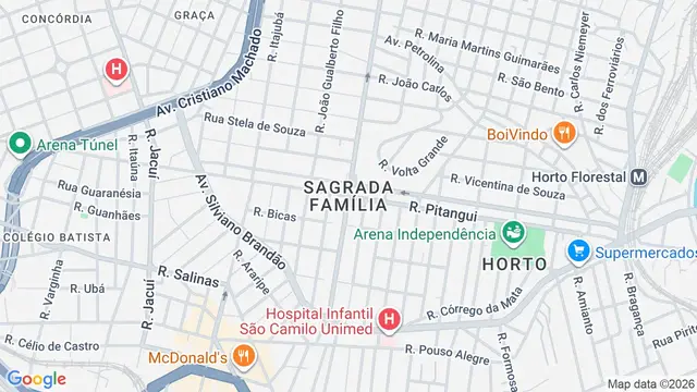 Mapa do bairro Sagrada Família, Belo Horizonte - MG