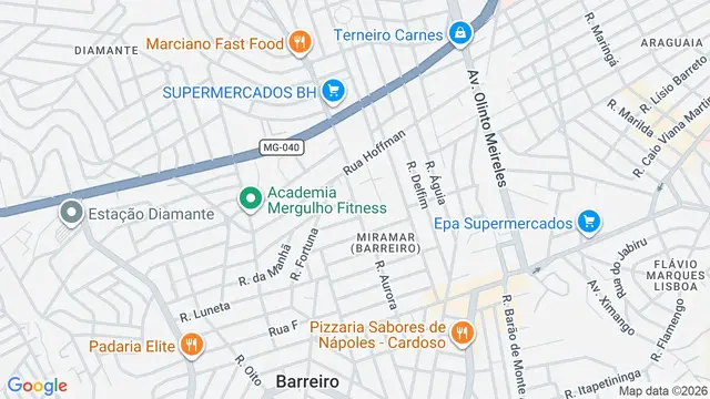 Mapa do bairro Santa Cruz (Barreiro), Belo Horizonte - MG