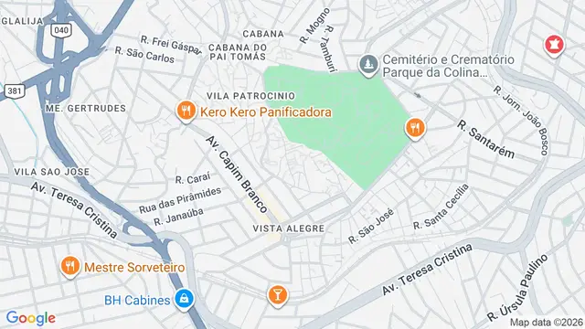 Mapa do bairro Santa Cruz, Belo Horizonte - MG