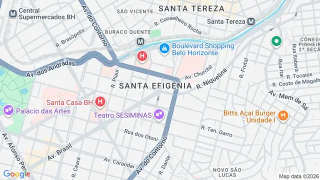 Mapa do bairro Santa Efigênia, Belo Horizonte - MG
