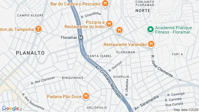 Mapa do bairro Santa Isabel, Belo Horizonte - MG