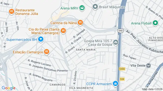 Mapa do bairro Santa Maria, Belo Horizonte - MG