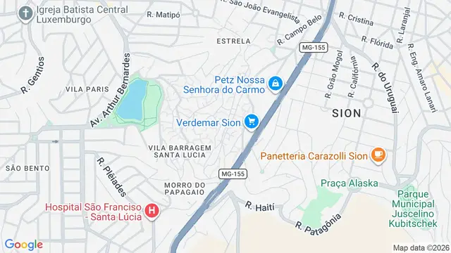 Mapa do bairro Santa Rita de Cássia, Belo Horizonte - MG
