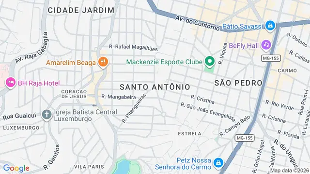 Mapa do bairro Santo Antônio, Belo Horizonte - MG