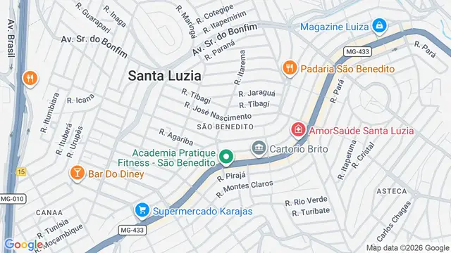 Mapa do bairro São Benedito, Belo Horizonte - MG