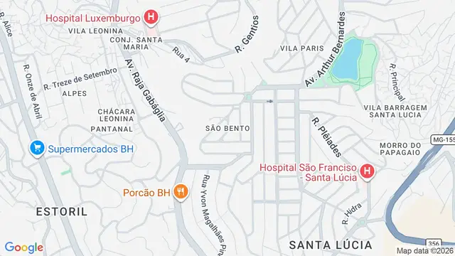 Mapa do bairro São Bento, Belo Horizonte - MG