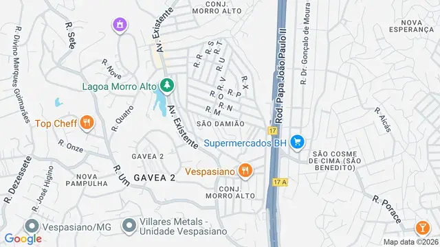 Mapa do bairro São Damião, Belo Horizonte - MG