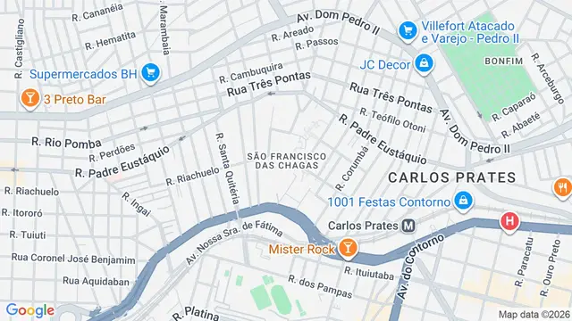 Mapa do bairro São Francisco das Chagas, Belo Horizonte - MG