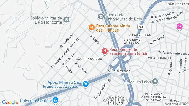 Mapa do bairro São Francisco, Belo Horizonte - MG