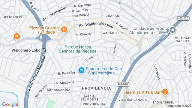 Mapa do bairro São Gonçalo, Belo Horizonte - MG