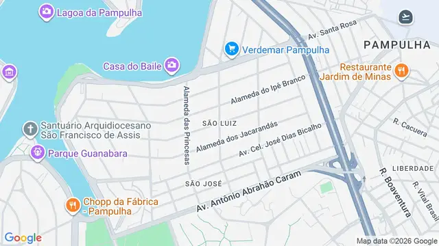 Mapa do bairro São Luiz, Belo Horizonte - MG
