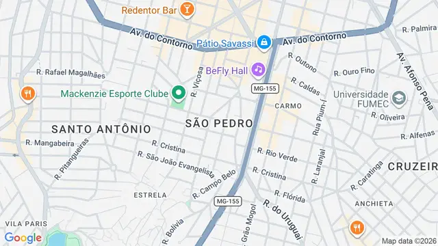 Mapa do bairro São Pedro, Belo Horizonte - MG