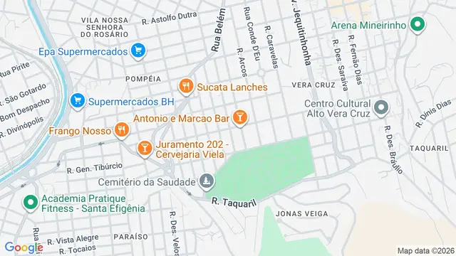 Mapa do bairro Saudade, Belo Horizonte - MG