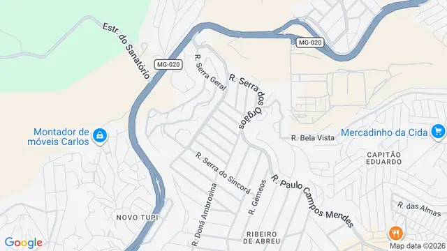 Mapa do bairro Serra do Curral, Belo Horizonte - MG