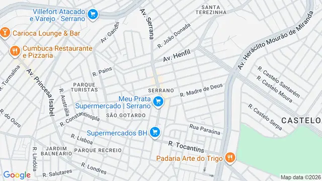 Mapa do bairro Serrano, Belo Horizonte - MG
