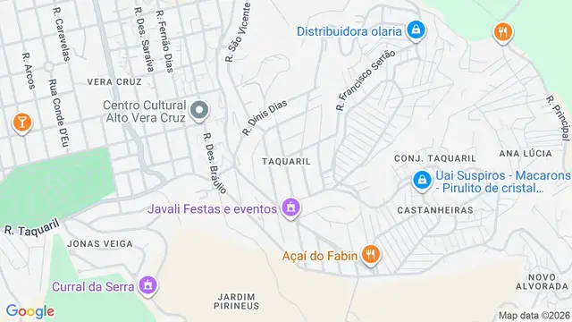 Mapa do bairro Taquaril, Belo Horizonte - MG