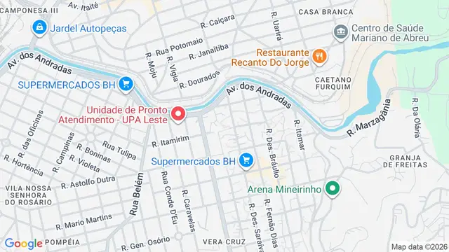 Mapa do bairro Tiradentes, Belo Horizonte - MG