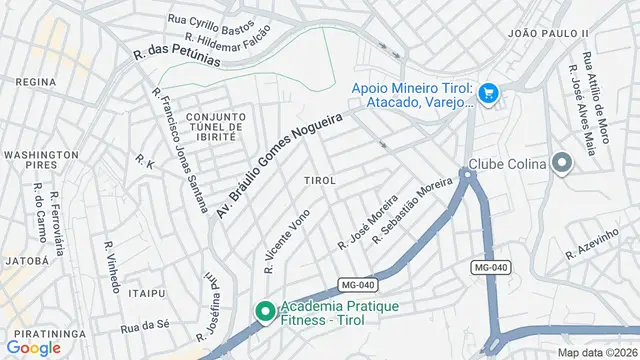 Mapa do bairro Tirol, Belo Horizonte - MG