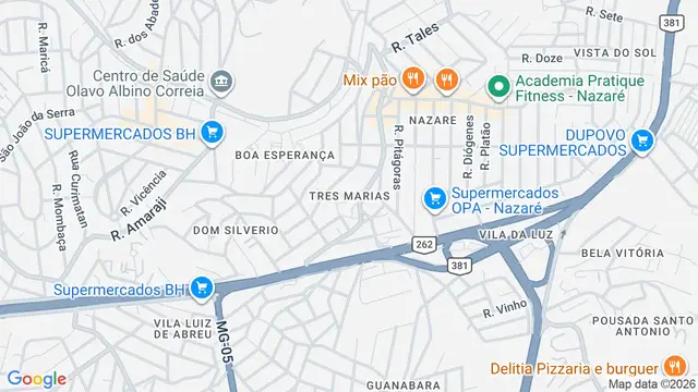 Mapa do bairro Tres Marias, Belo Horizonte - MG