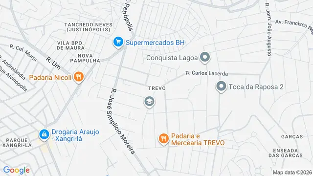 Mapa do bairro Trevo, Belo Horizonte - MG