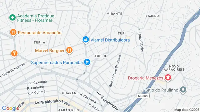 Mapa do bairro Tupi B, Belo Horizonte - MG