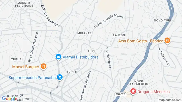 Mapa do bairro Tupi, Belo Horizonte - MG