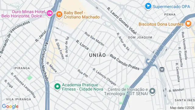 Mapa do bairro União, Belo Horizonte - MG