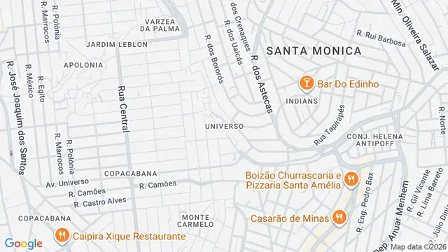 Mapa do bairro Universo, Belo Horizonte - MG