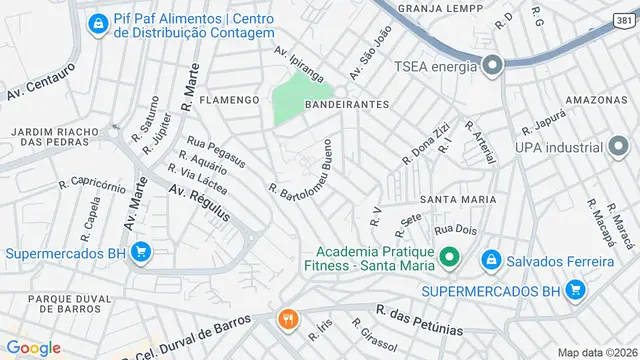 Mapa do bairro Vila Bandeirantes, Belo Horizonte - MG