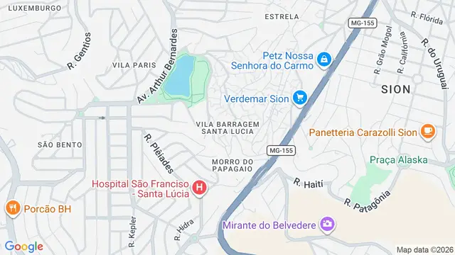 Mapa do bairro Vila Barragem Santa Lúcia, Belo Horizonte - MG