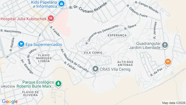 Mapa do bairro Vila Cemig, Belo Horizonte - MG