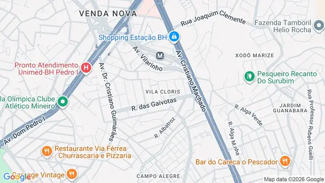 Mapa do bairro Vila Cloris, Belo Horizonte - MG