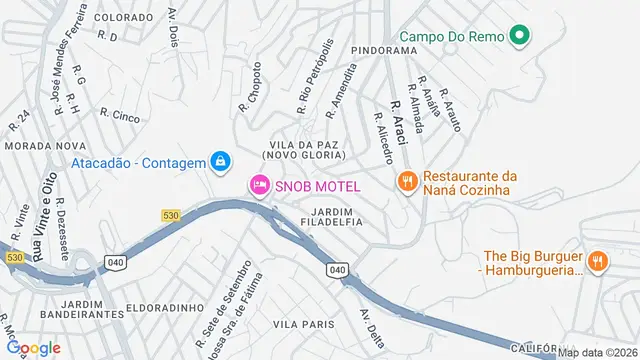 Mapa do bairro Vila Coqueiral (Vila da Paz), Belo Horizonte - MG