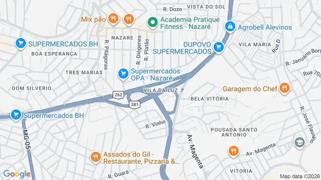 Mapa do bairro Vila da Luz, Belo Horizonte - MG