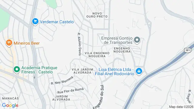 Mapa do bairro Vila Engenho Nogueira, Belo Horizonte - MG